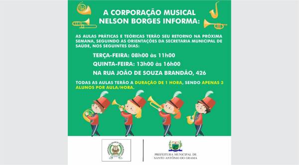 A CORPORA&Ccedil;&Atilde;O MUSICAL NELSON BORGES INFORMA
