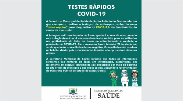 TESTES R&Aacute;PIDOS COVID-19